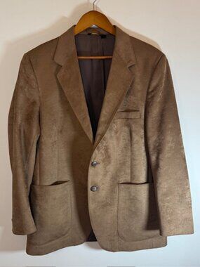 Wff by Farah Blazer Mens 42R Tan Suede Like Sport Coat Cowboy Western Jacket